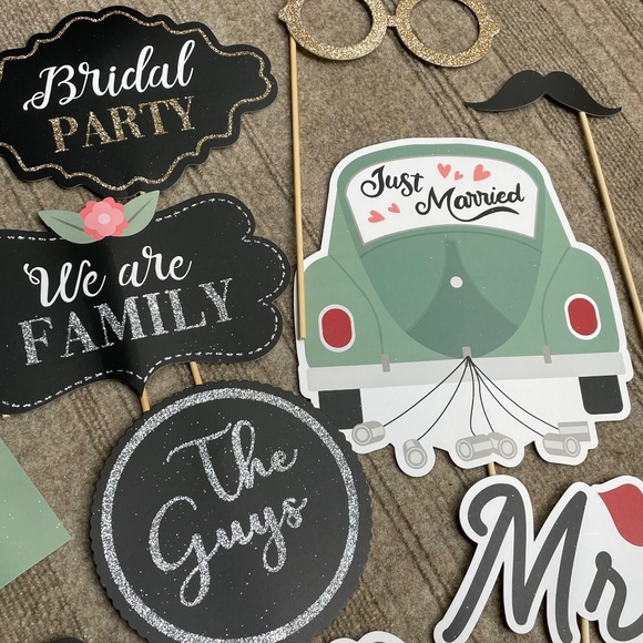 Fun & Silly Wedding Photobooth Stick Accessories (24 Pieces Total) - Picture 4 of 9